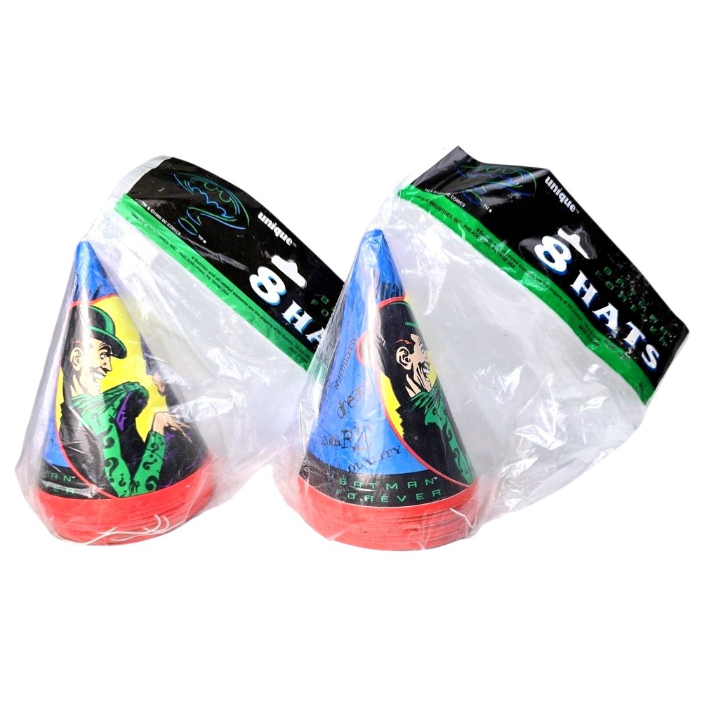 Vintage 1995 Batman Forever Party Hats Riddler Batman Unique Lot of 16 DC Comics